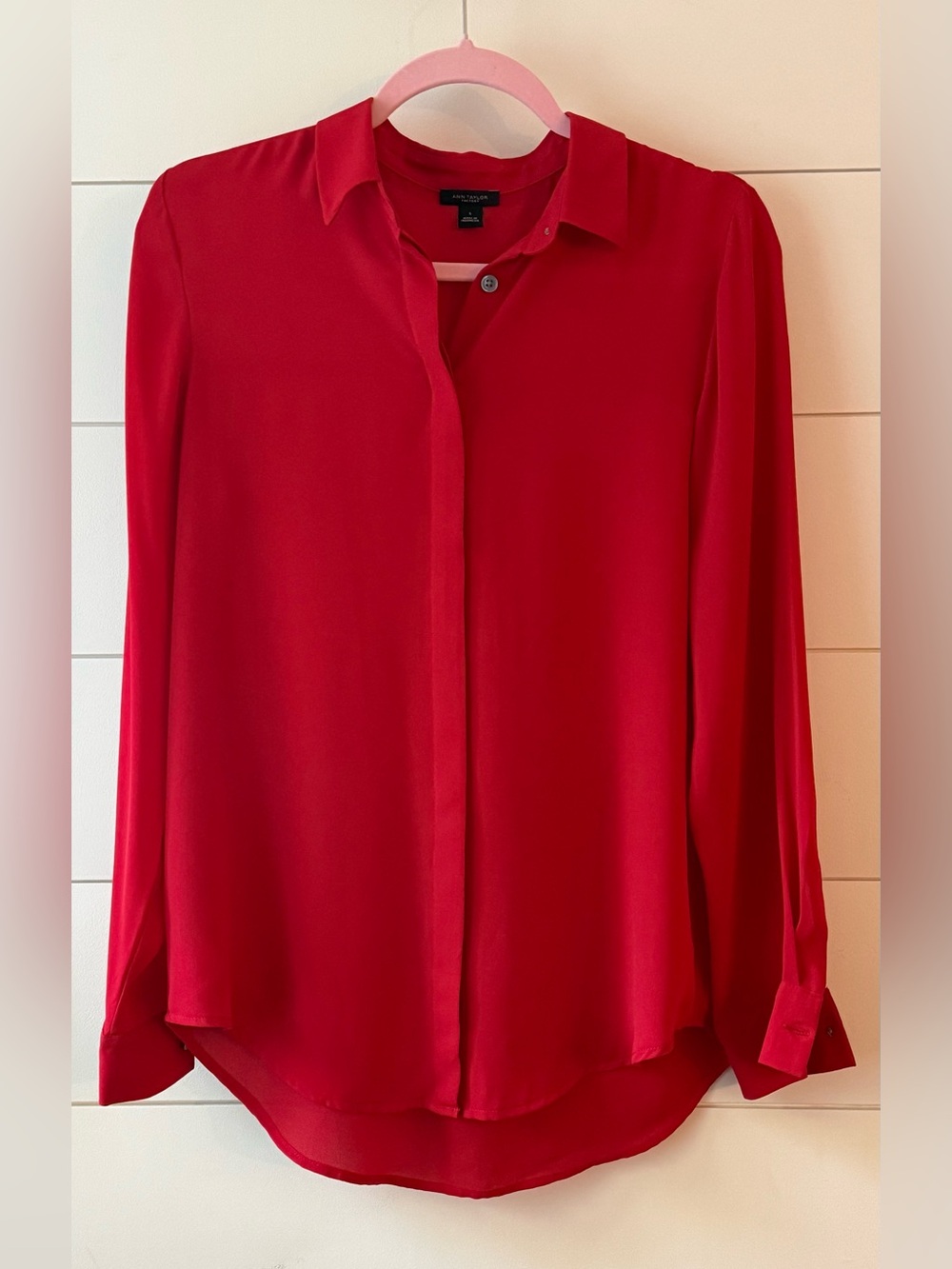 Ann Taylor Red Button-Down Blouse